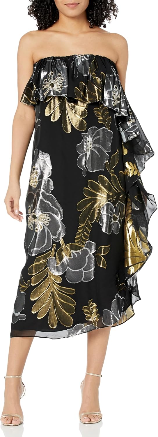 Trina Turk Womens Strapless Midi Dress