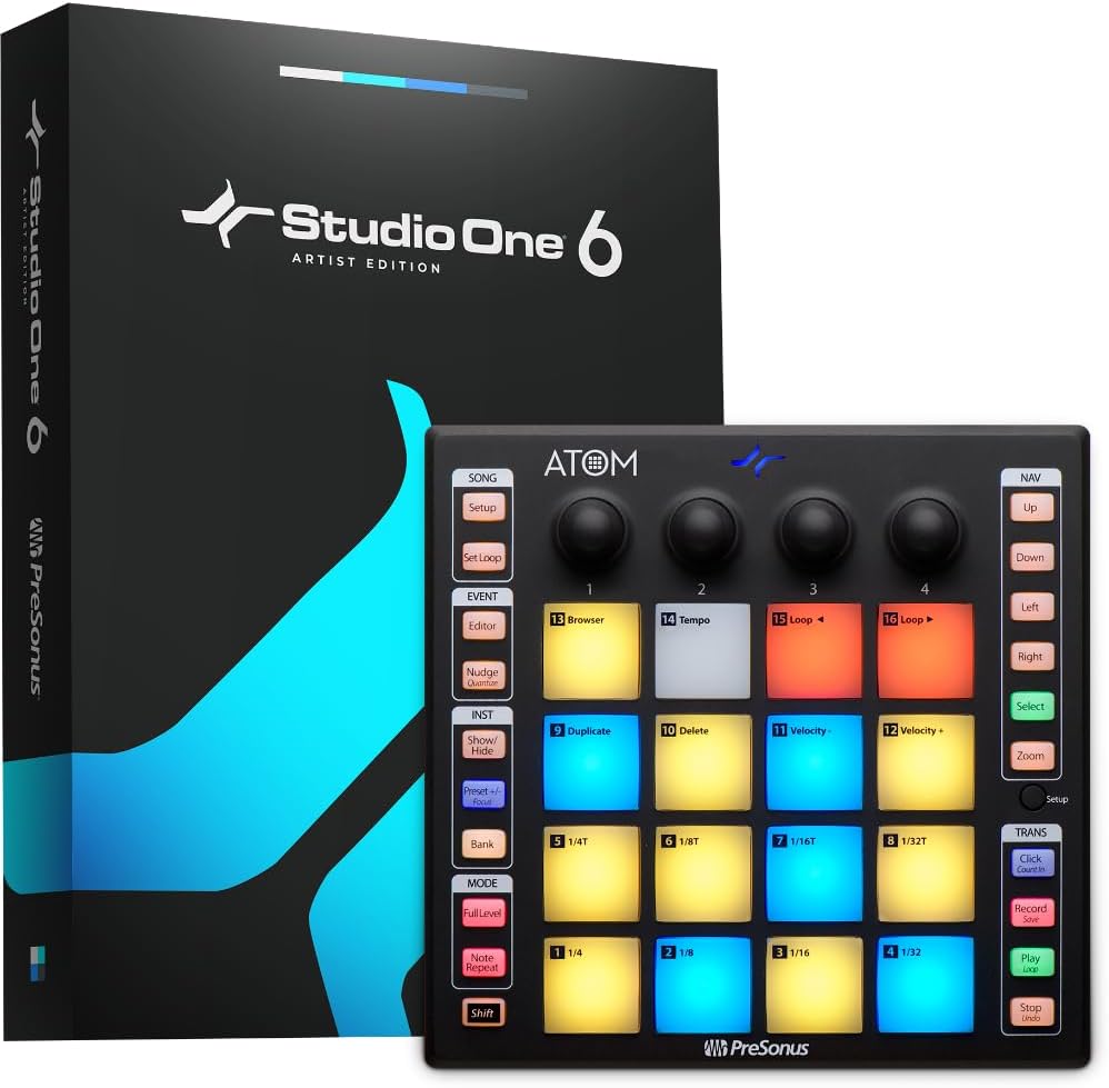 PreSonus ATOM Production & Performance Midi Pad Controller with Studio One Artist and Ableton Live Lite Recording Software