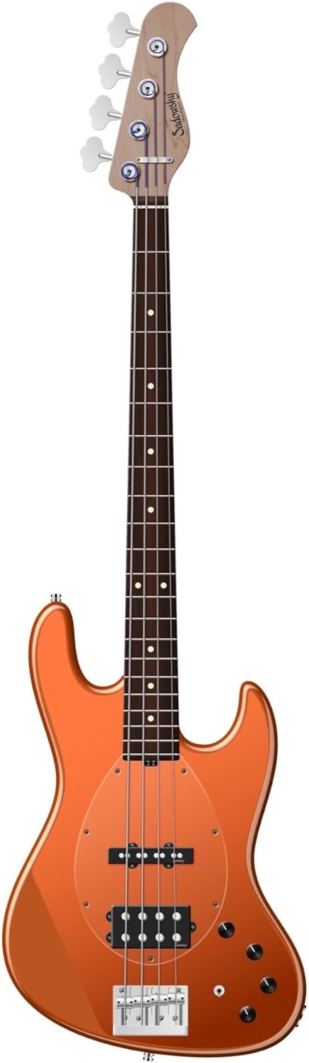 Sadowsky MetroExpress Vintage M/J Bass Guitar - Solid Candy Apple Orange Metallic, Morado Fingerboard