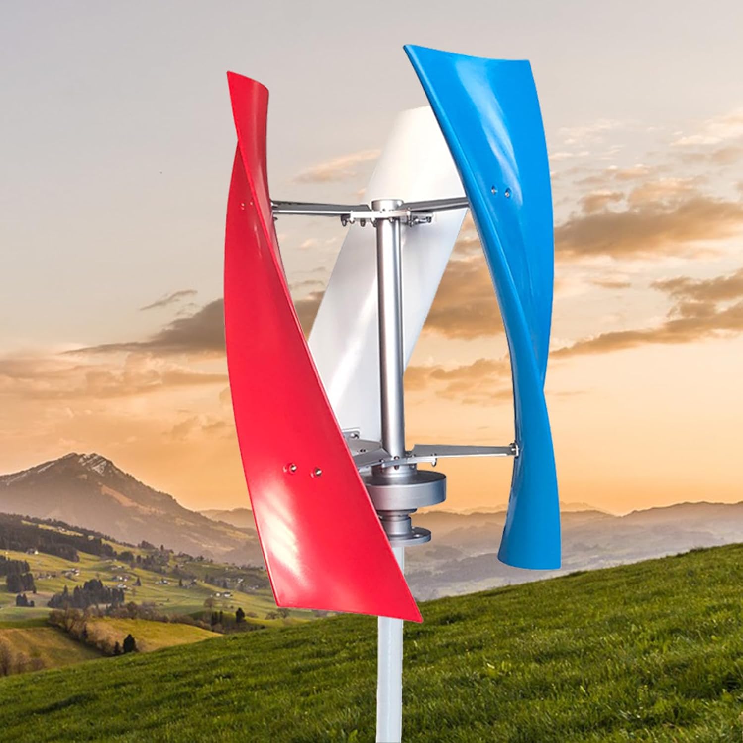 6000W Wind Turbines Generator, Low Noise Low Wind Speed Start 3 Blade Vertical Wind Turbine Generator with Controller, for Marine RV Home Industrial,Multi-24V