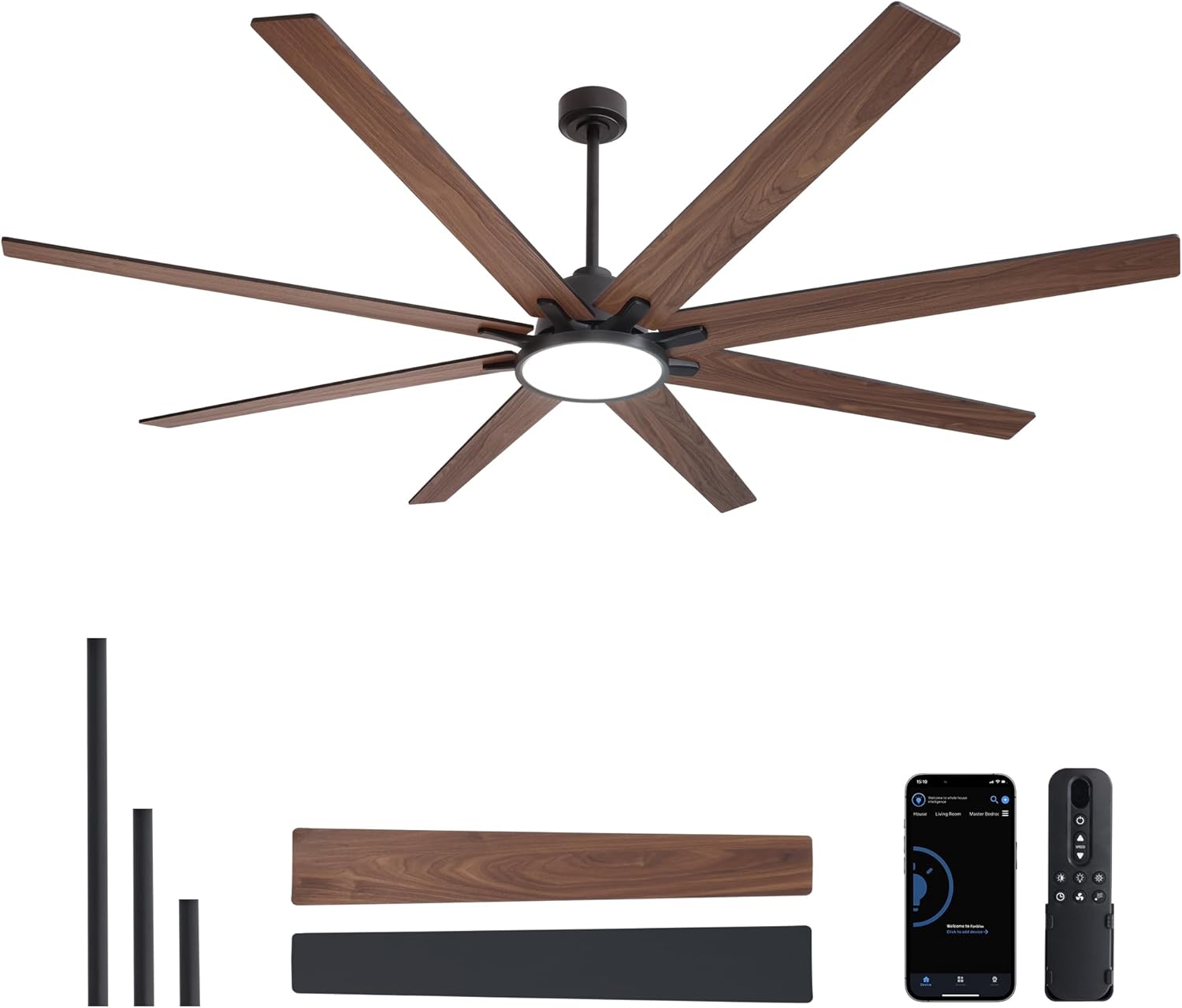 84 Inch Large Ceiling Fans with Lights and Remote Control for Living Room, Modern Ceiling Fan with Quiet Reversible DC Motor, 3CCT, Dimmable LED for Garage, Patio, Indoor, Outdoor