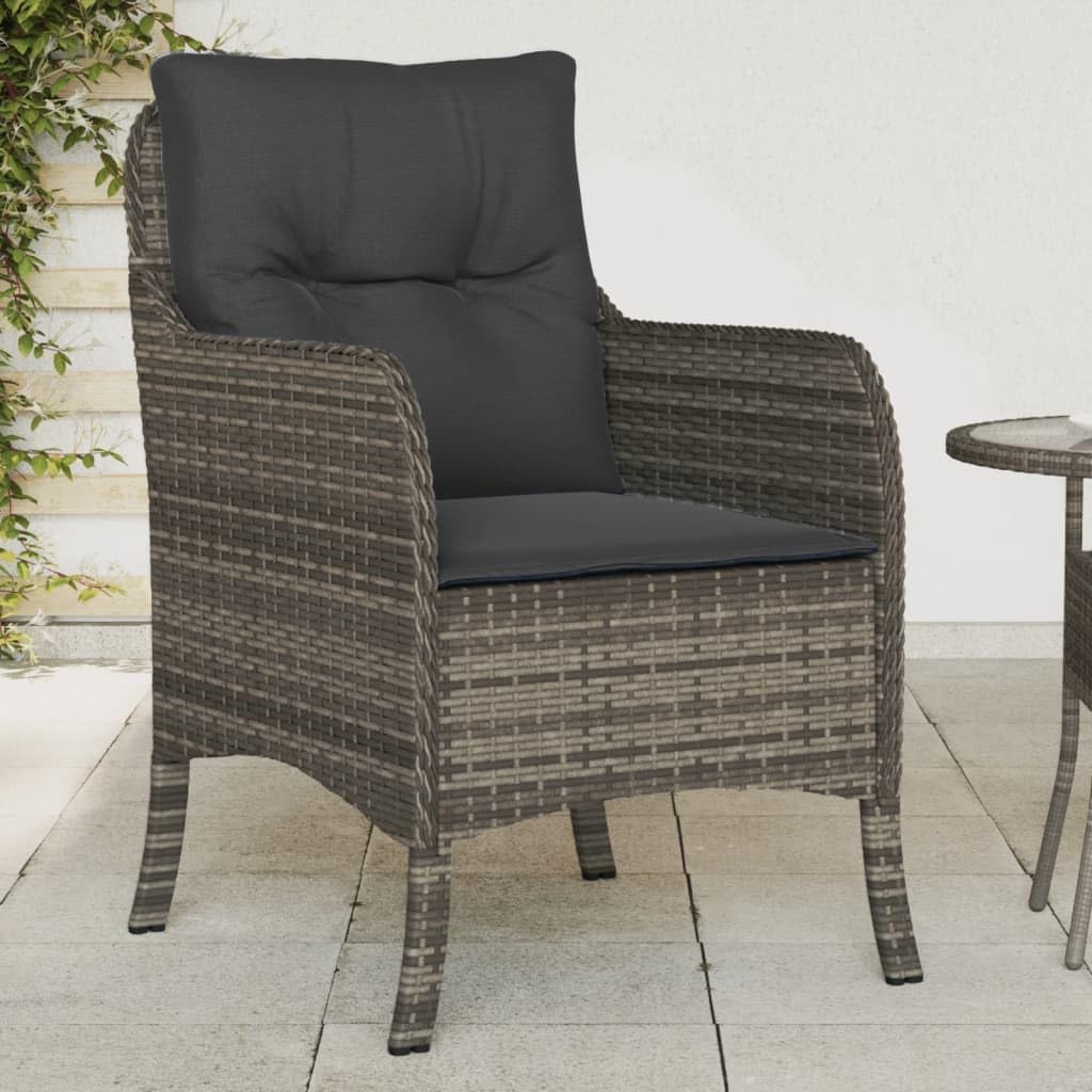 Patio Chair Patio Chairs with Cushions 2 pcs Gray Poly Rattan