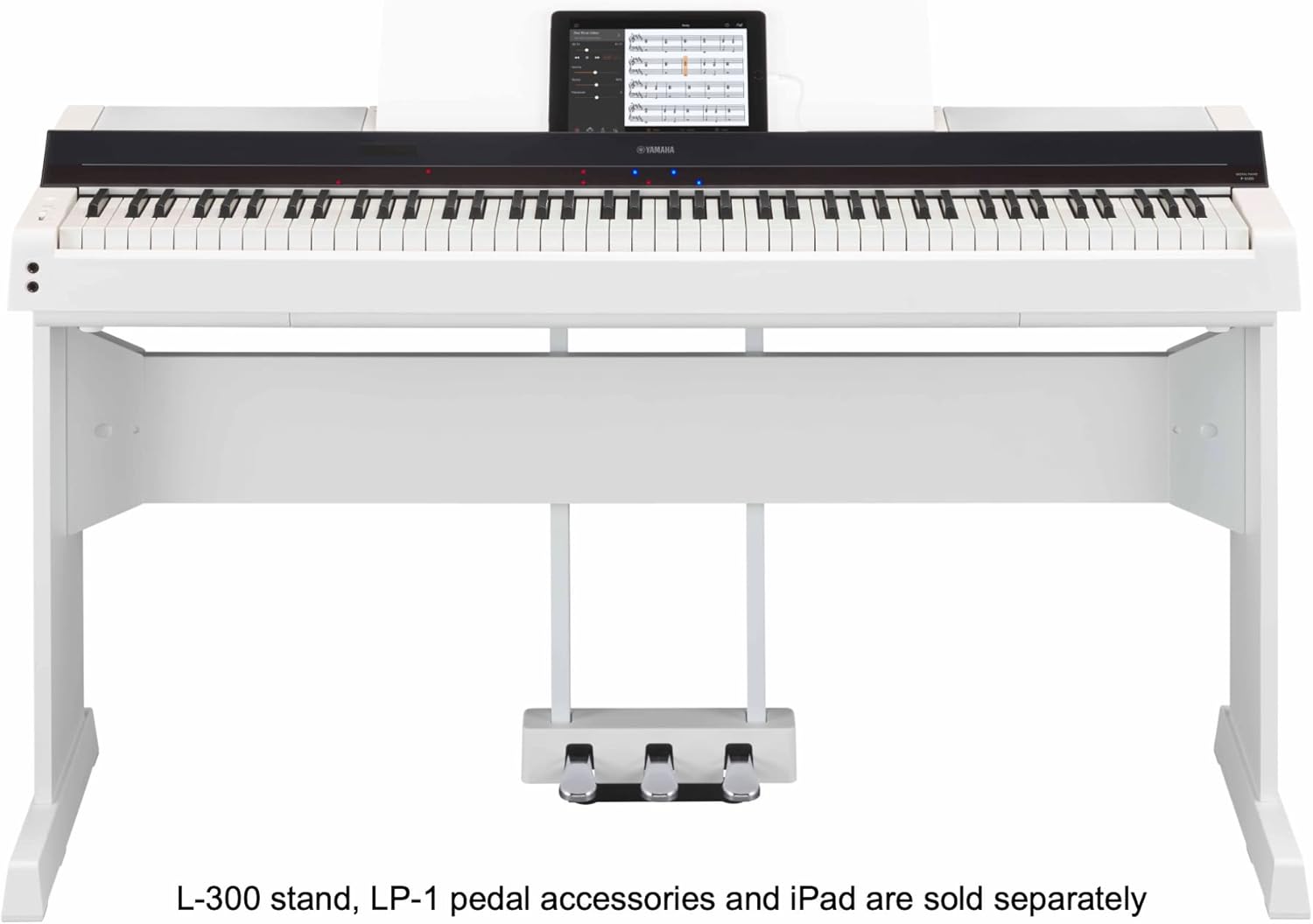 Yamaha PS500 88-key Smart Digital Piano w/Stream Lights Technology, PA500C Power Adapter and FC4A Sustain Pedal, White