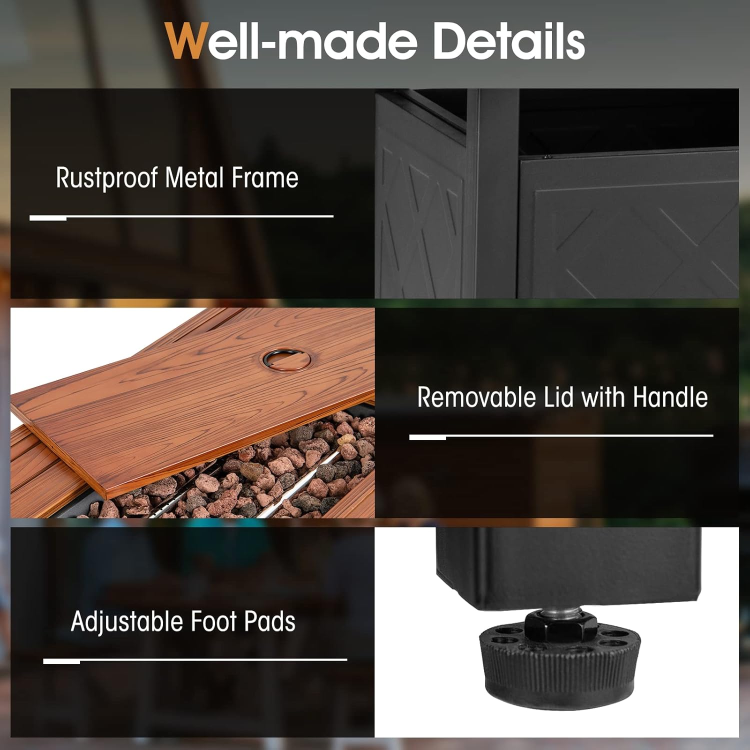 Tangkula 57 Inches Propane Fire Pit Table, Patiojoy 50,000 BTU Outdoor Rectangular FirePit Table, Dual-Use Auto-Ignition Patio Gas Fire Table with Lid and Lava Rocks for Backyard, Garden, Party