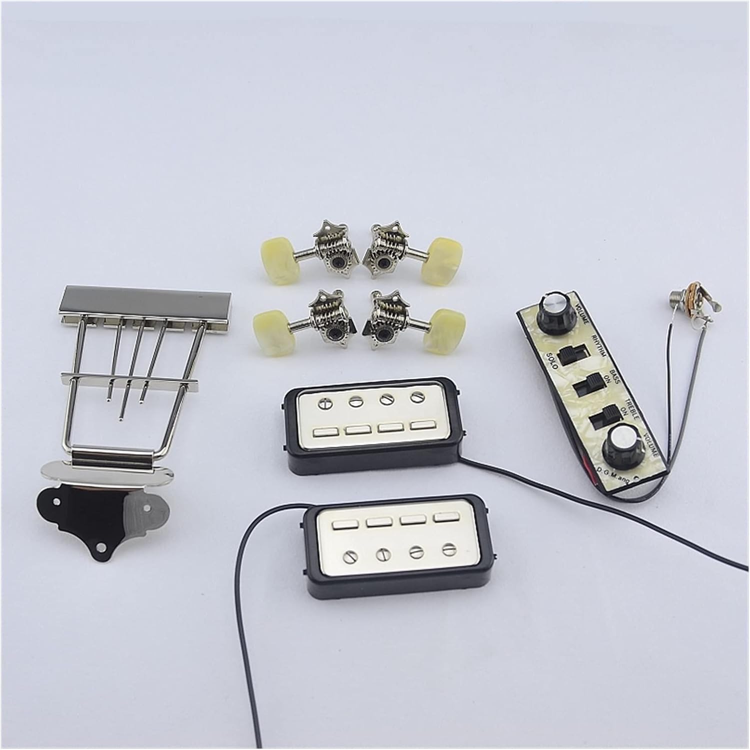 1 Set Bass Kit (Tuners + Pickups + Tailpiece + Control Panel) Guitar Machine Head Tuners