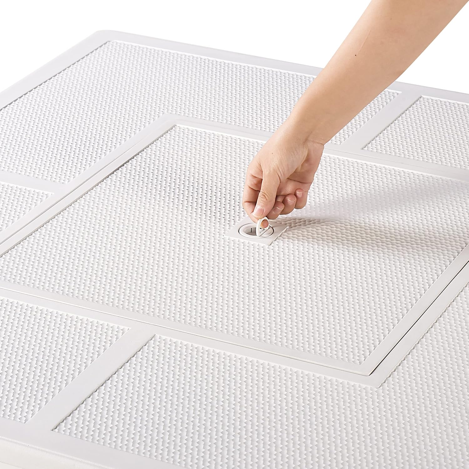 Square 42 in. x 42 in. Aluminum Propane Fire Pit Table with Glass Beads, Two Covers, Lid, 57,000 BTUs in White Finish