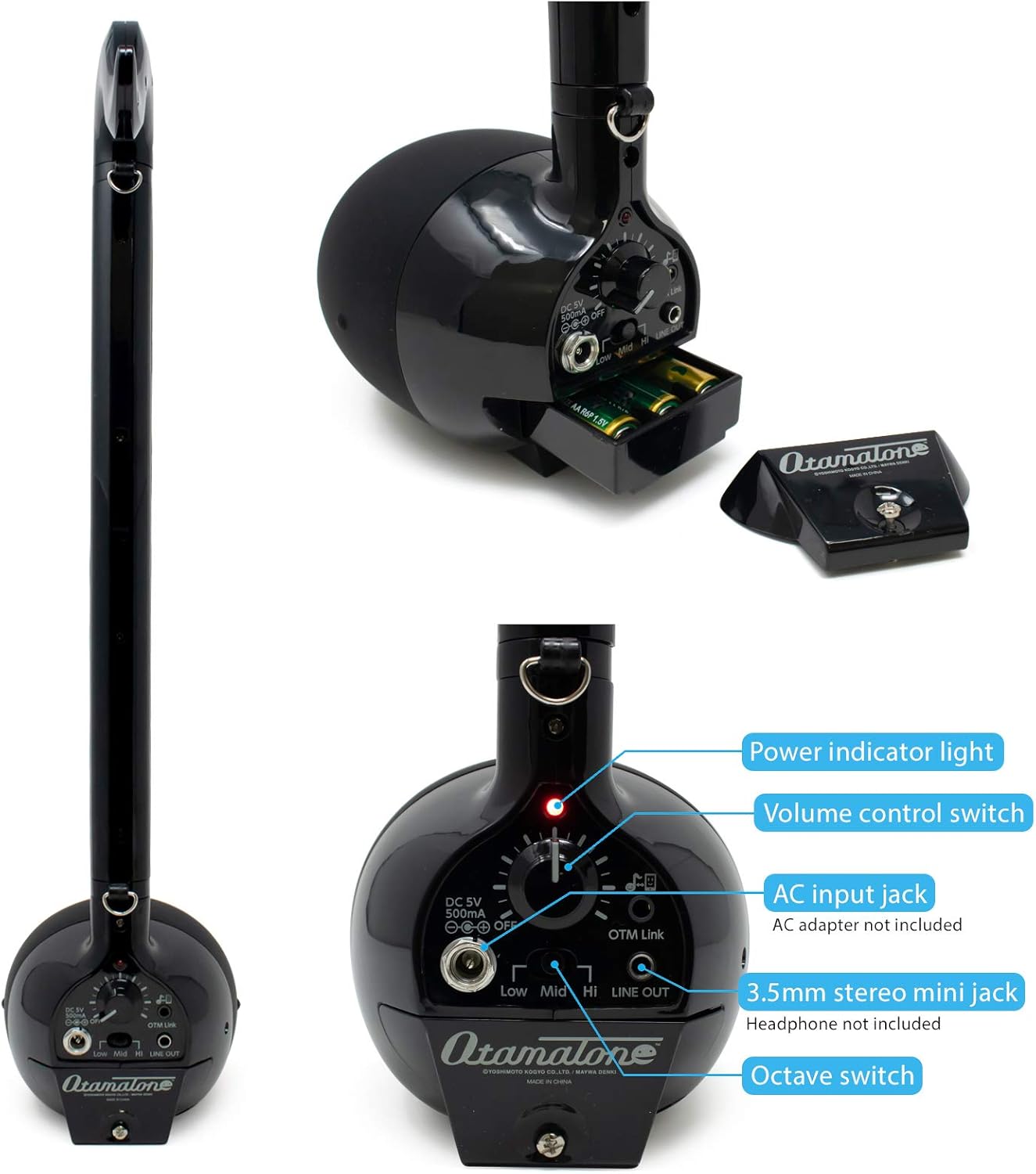 Otamatone Cube Techno Touch-Sensitive Electronic Musical Instrument Synthesizer with Music Link connect with a Smartphone (iphone & iPad iOS/Android Terminal), Black