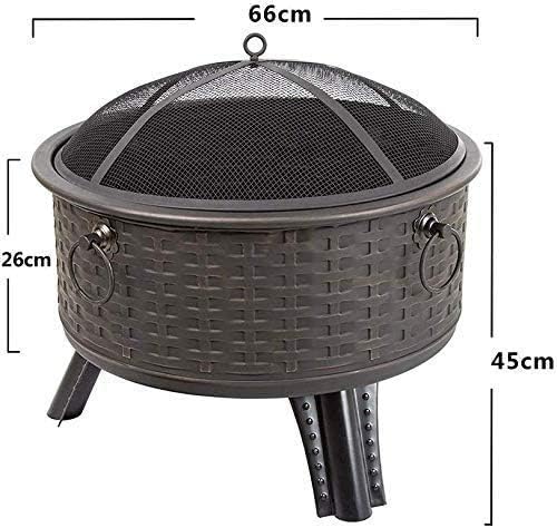 Outdoor Fire Pit Patio Fire Steel BBQ Grill Fire Pit Bowl with Mesh Spark Screen Cover Log Grate Poker for Camping Picnic Bonfire Patio