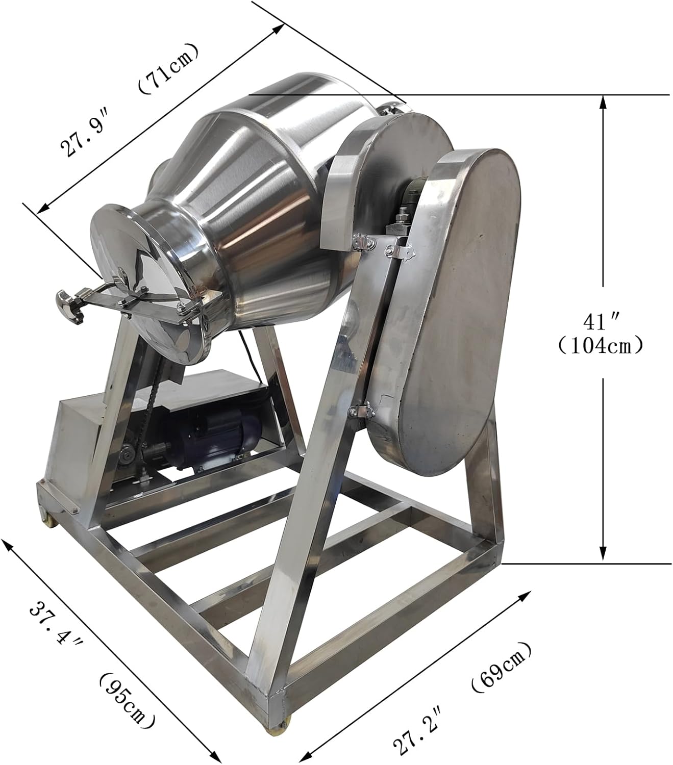 Dry Powder Mixer 30L Powder Mixer Blender Machine 360°Rotation Stainless Steel Powder Mixing Machine Granule Food Powder Drum Mixer Machine 110V 3KW