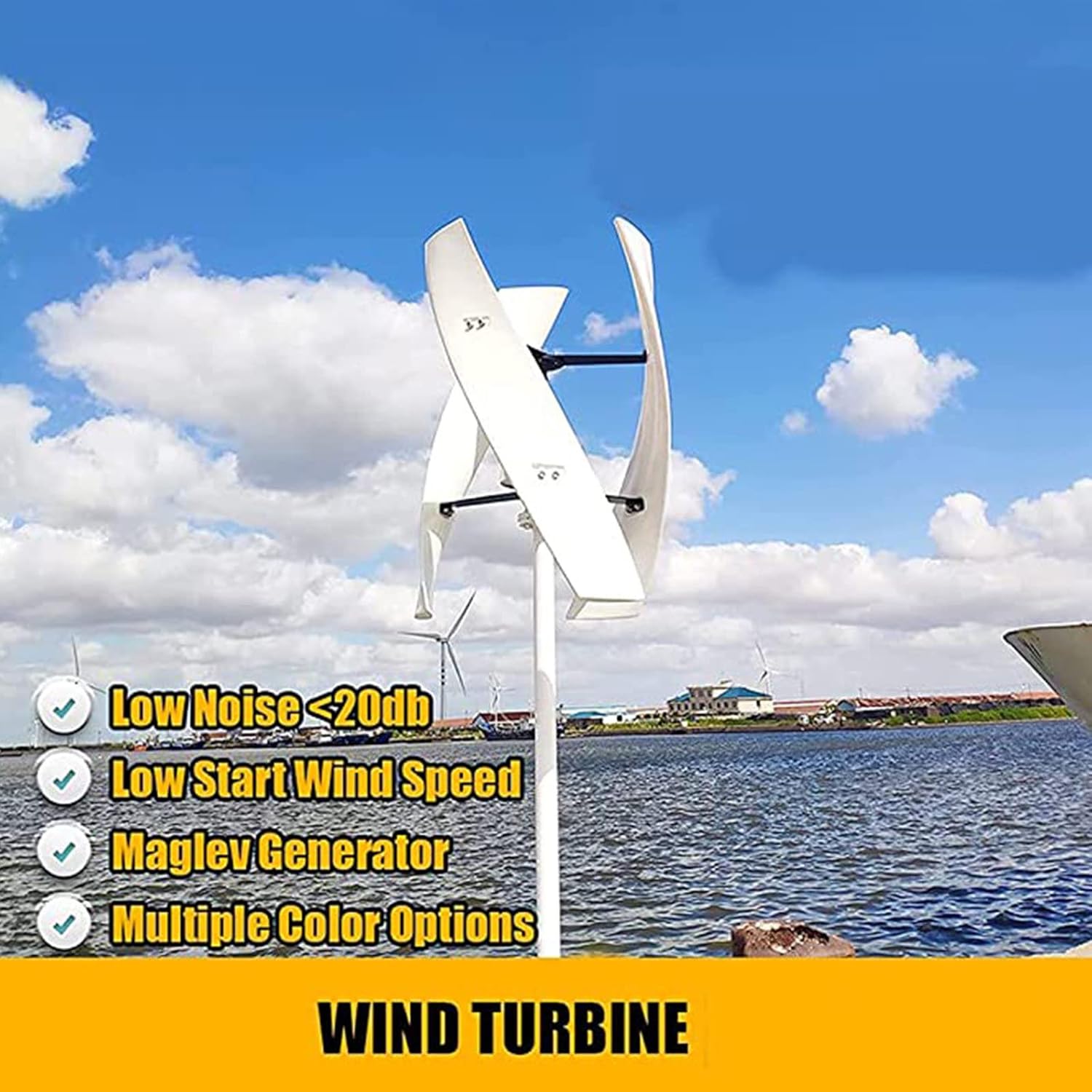 New Light and Portable Wind Turbine,Maglev Wind Generator 3000W 12V 24V 48V 220V Vertical Axis Wind Turbine for Home Use Vertical Axis Wind Turbine for Camping,48V
