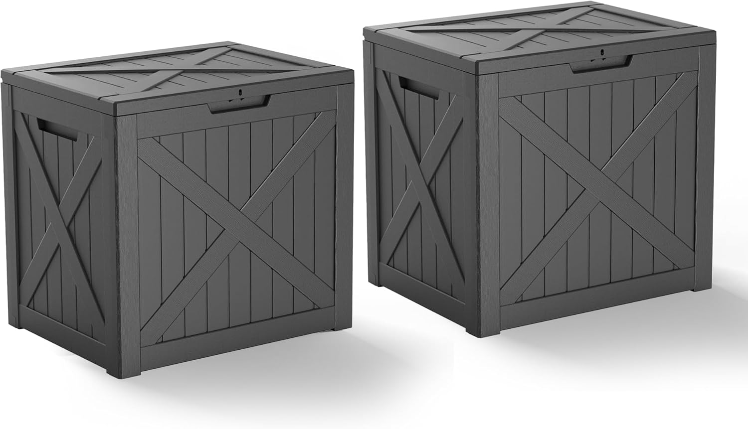 35 Gallon Outdoor Storage Box Set of 2,Lockable&Waterproof,Durable Resin Deck Box for Patio Furniture,Garden Tools,Cushions,Pool tools,UV-Resistant, Weatherproof,Black