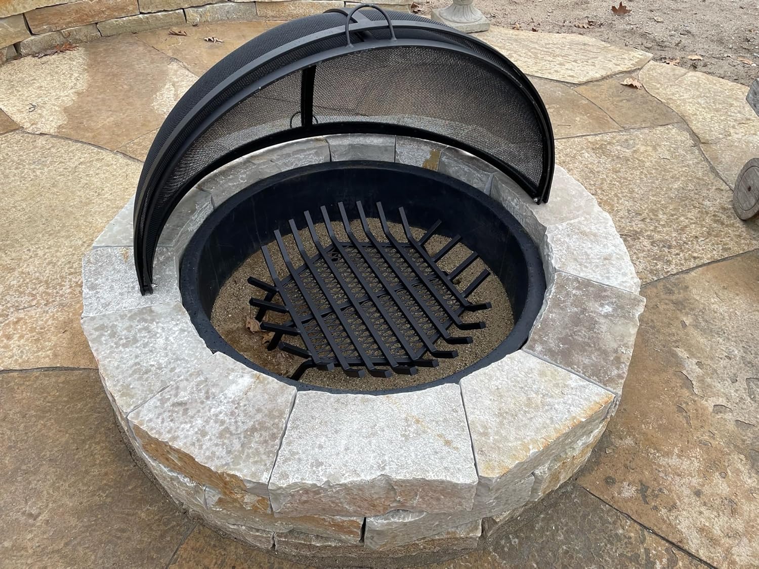 FIRE Pit Safety Screen- Pivot Model Round Fire Pit Screen 30″- 48″ Black