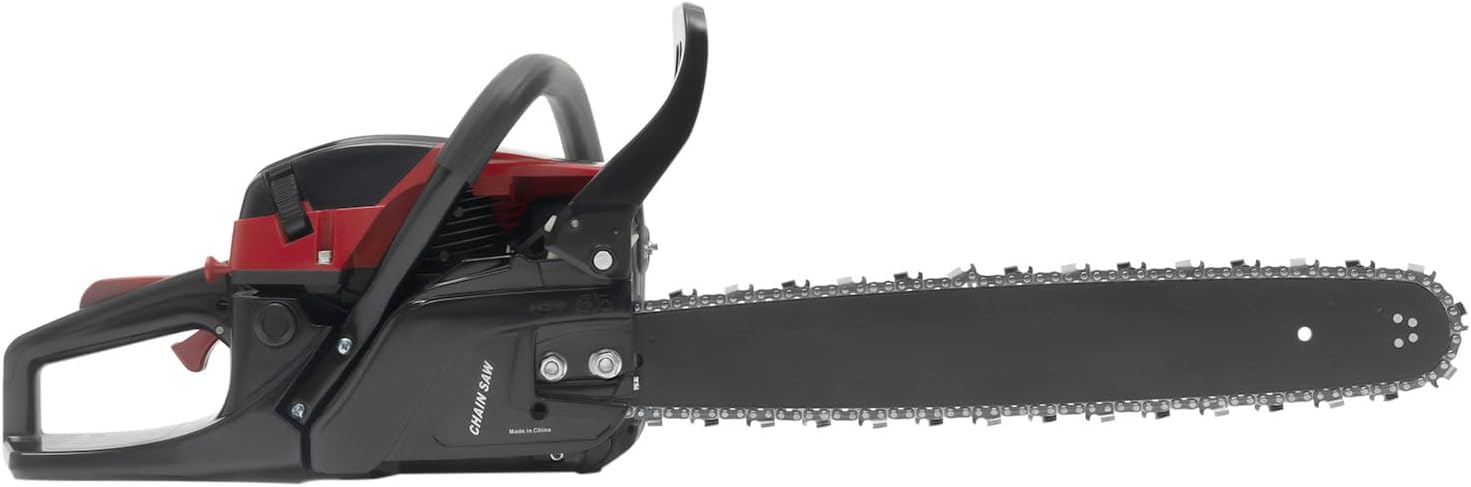 58CC Top Handle Gas Powered Chainsaw, 20 Inch Petrol Handheld Cordless Chain Saw, 2.4KW Powerful 2-Stroke Engine Chainsaw w/Air-Cooled for Tree Wood Cutting, Silent & Vibration-Dampening