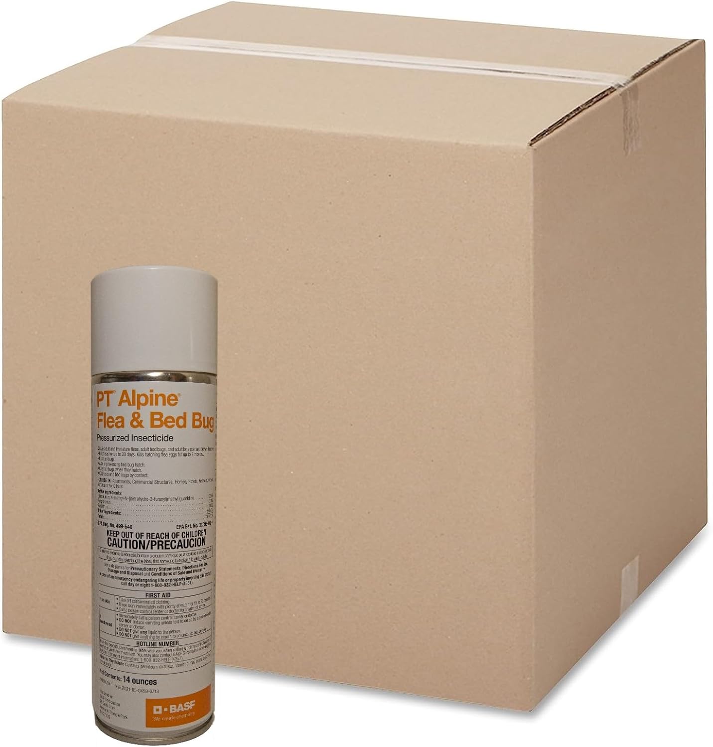 BASF PT Alpine Flea & Bed Bug Killer, Fast Acting Insecticide, Extended Long Lasting Pest Control Formula, Quick Dry, Non-staining, Ready to Use Spray Can 14 oz, Case of 12