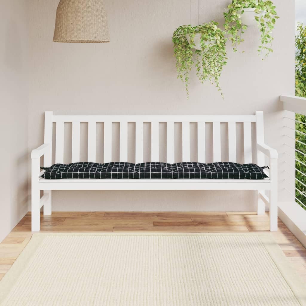 Garden Bench Cushion Black Check Pattern 70.9