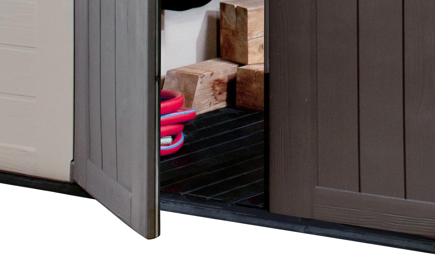 Keter Factor (8x6 ft) Large Resin Outdoor Storage Shed for Patio Furniture, Lawn Mower, Garden Accessories Yard Tools, and Pool Toys, Taupe