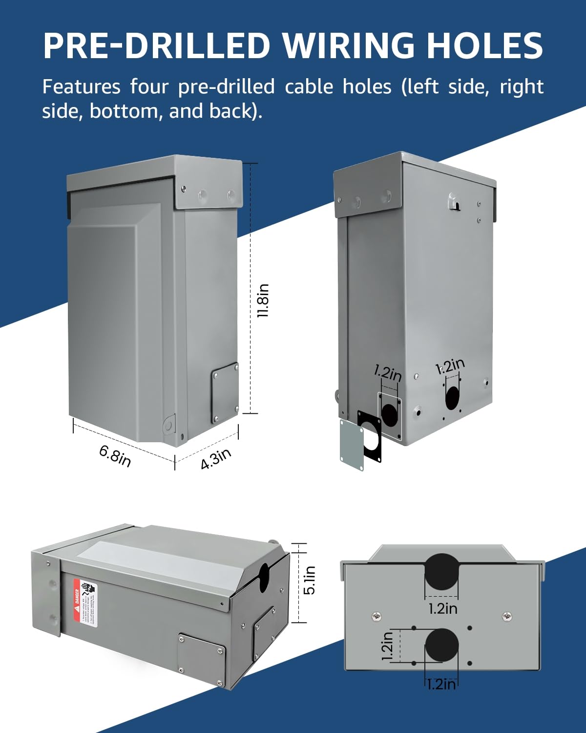 50 Amp Generator Inlet Box with Air Switch, NEMA SS2-50P Power Inlet Box for 3-Prong Generator Cord, 125/250V, Generator Plug Weatherproof Outdoor Use