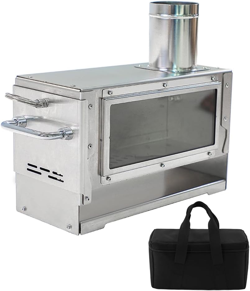 Camping Rocket Stove Wood Burning Stove Safe Effective Stainless Steel Construction Compact Packed Size Patio Fireplace Outdoor Fire Pit