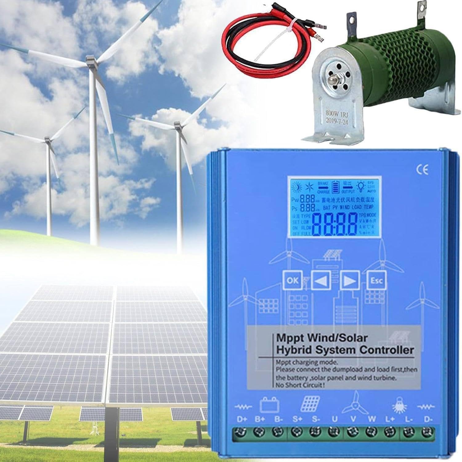 Auto Mppt Charge Boost Charging Regulator,Wind Solar Blending Controller,4000/6000/8000w Auto Regulator Home Use Wind Generator,12V-6000W