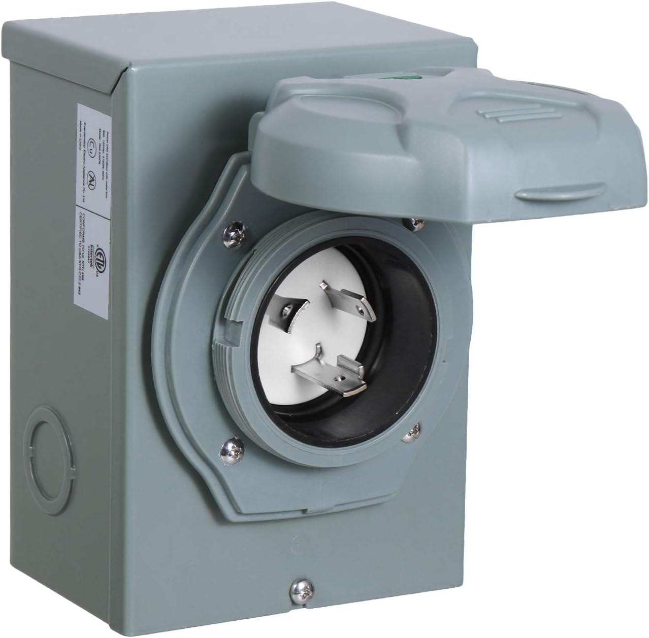 Genenic 30 Amp Generator Power Inlet Box,NEMA L5-30P,Generators Up to 3750W Running Watts,125 Volt for Outdoor Receptacle,Weatherproof,with Indicator Light,ETL Listed