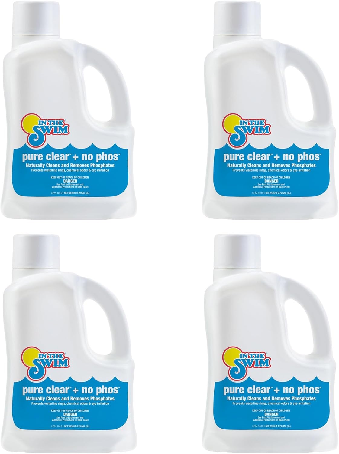 In The Swim - Pure Clear + No Phos - Reduces Phosphates & Removes Non-Living Matter for Clearer Water - 3 Liter - 4-Pack