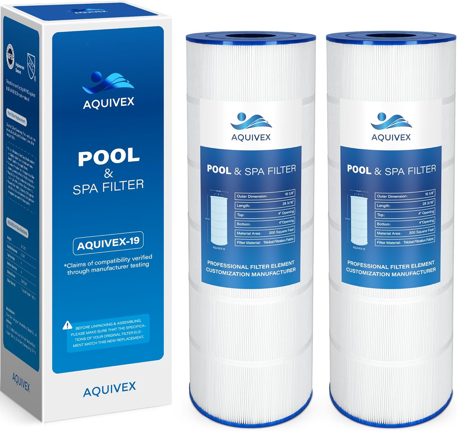 CX200XRE Pool Filter Cartridge, Compatible with Hayward SwimClear C200S, Hayward CX200XRE, CS200E, Pleatco PA200S, PA200S-EC, PWWCT200, ULTRA-D5, Unicel C-9442, Spa-Daddy SD-01334, 2 Pack