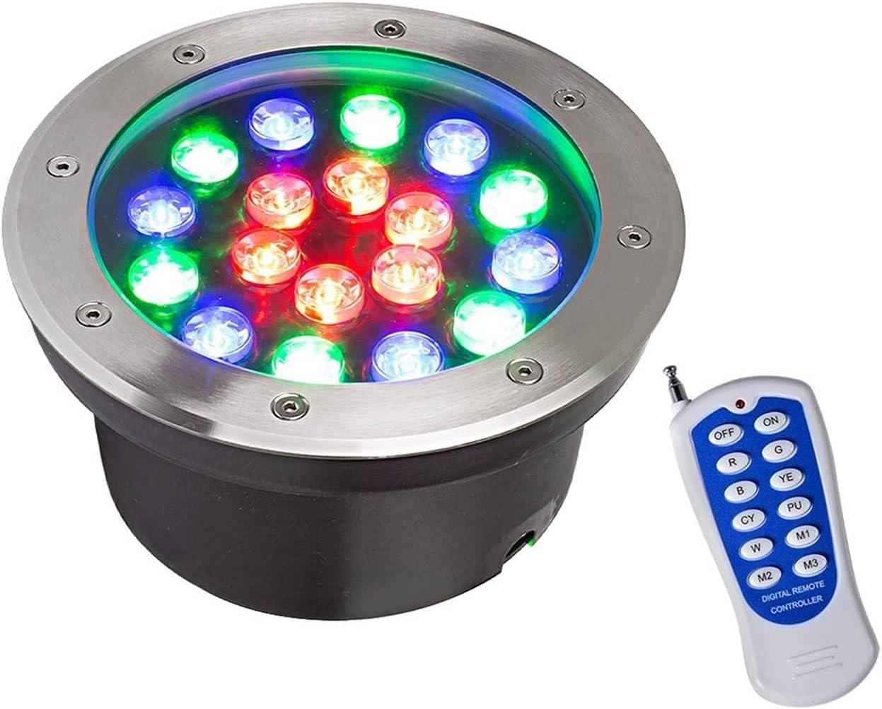Submersible LED Light - 24V RGB Outdoor Recessed Underwater Spot Lights, IP68 Waterproof Round Pond Pool Light, Fountain Pools, Ponds, Squares, Gardens(RGB,24W)