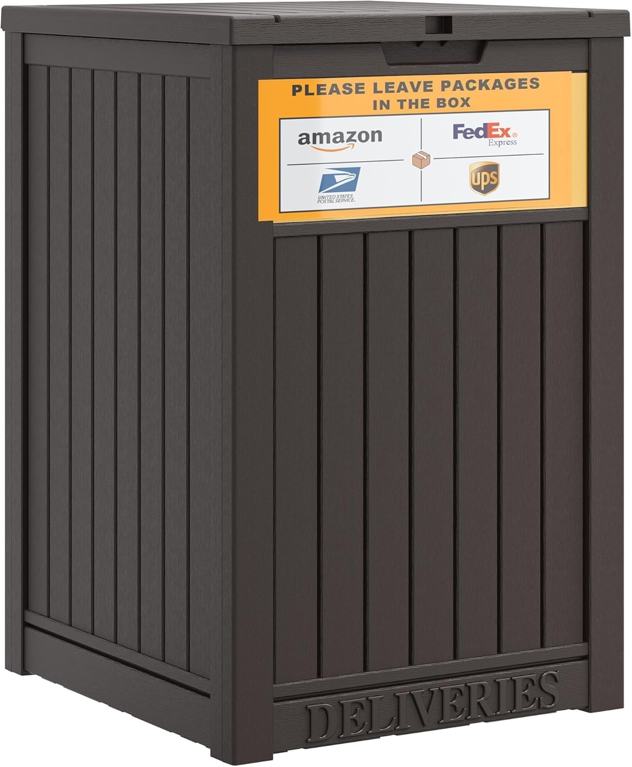 NUNU LAB Package Delivery Box for Outside, 48 Gallon Storage Deck Box with Lockable Secure, Waterproof Large Resin Drop Boxes for Porch