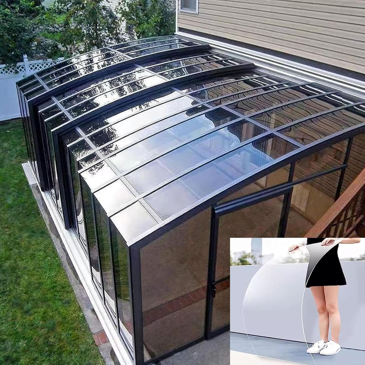 Transparent Polycarbonate Plastic Sheet, 1.5mm Thick PC Endurance Board Waterproof Heatproof Flexible Impact Resistant Easy to Cut Bend for Greenhouses Carport Patio Roof Garden(Size: 2x26.2ft)