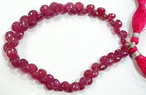 natural gem stone pink sapphire onion briolettes beads strand 8.5 inches 5 to 8 mm