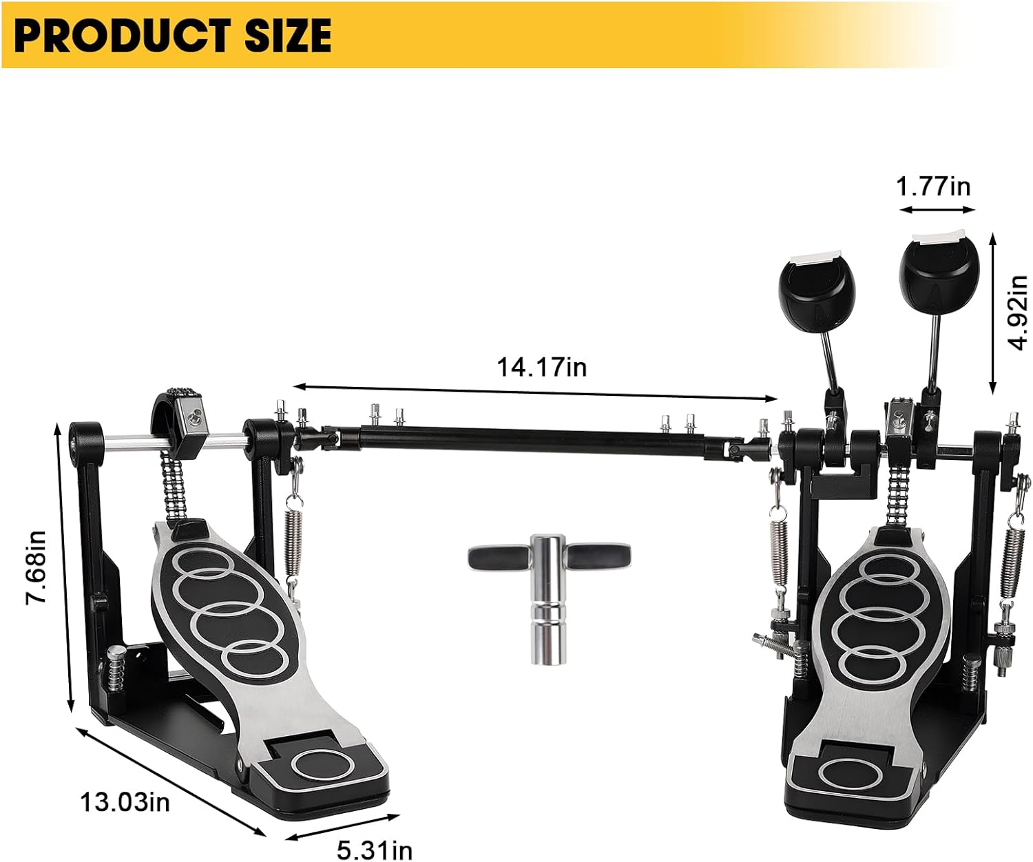 Double Bass Pedal, Double Chain Double Bass Drum Pedals, Double Kick Drum Pedal with Patch Suit for Kick Drum (2025)