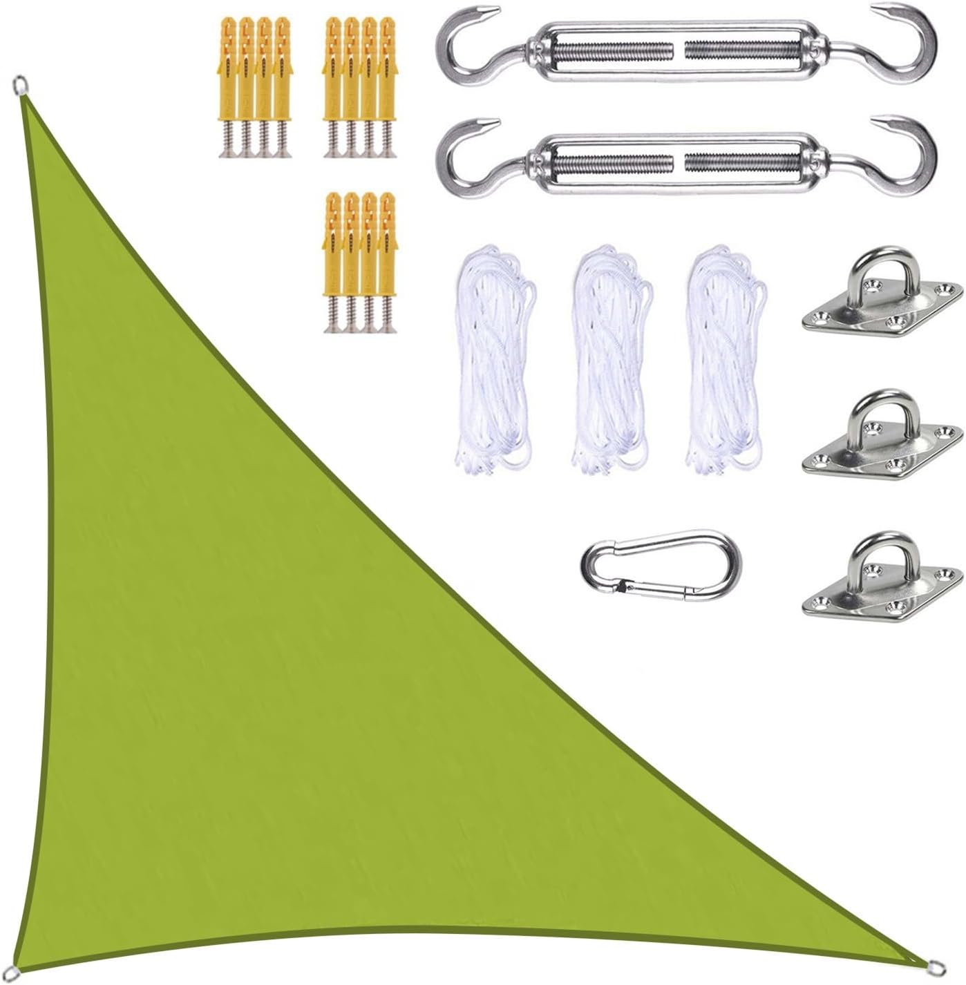 Sun Shade Sail Triangle, Outdoor Sunshade Sunscreen Awnings for Garden Carport CampingA(GreenYellow,16.4x16.4x23.3')