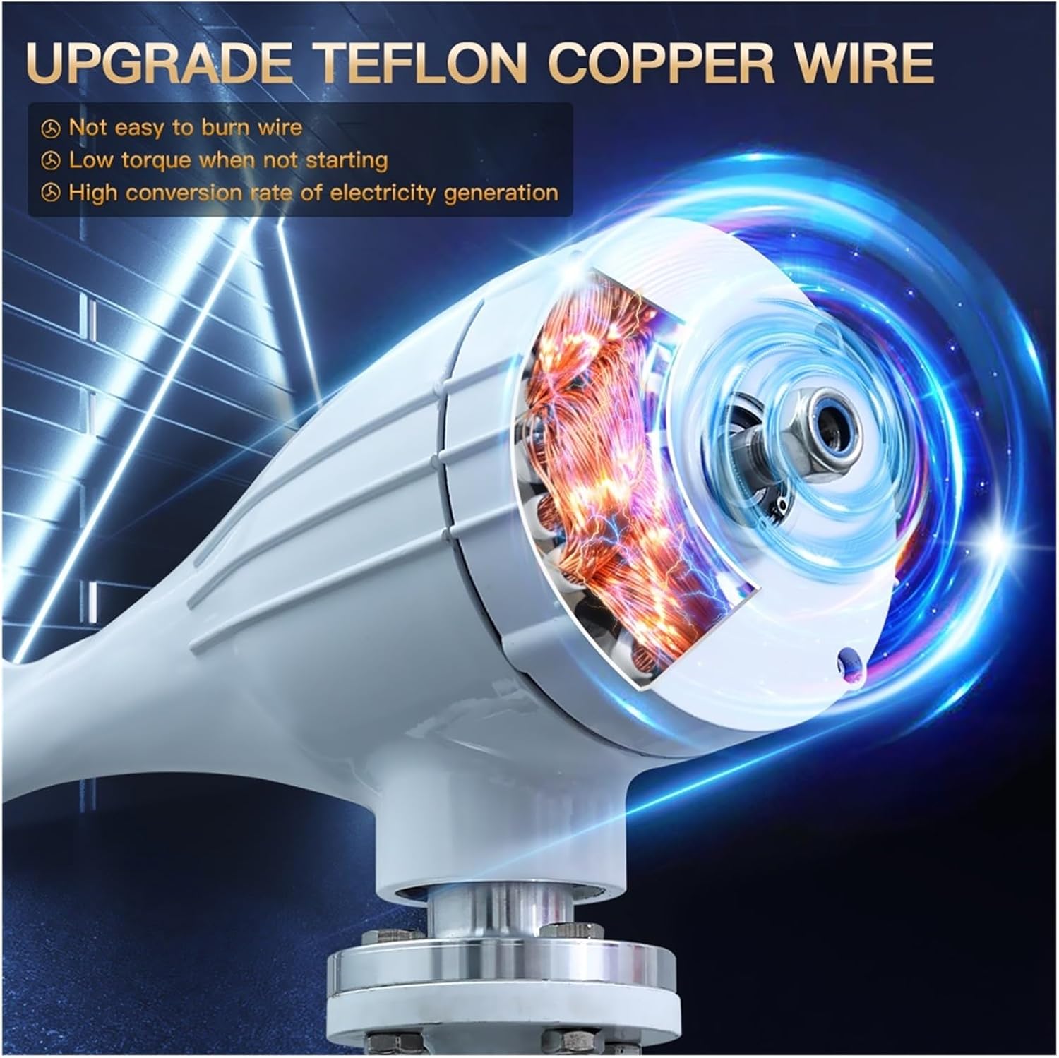 Wind Turbine Generator 3000w Horizontal 12V 24V Free Energy Magnetic Strong Power Inverter Output for Home Low Starting Speed for Home(with Hybrid Controll,24V_1000W)