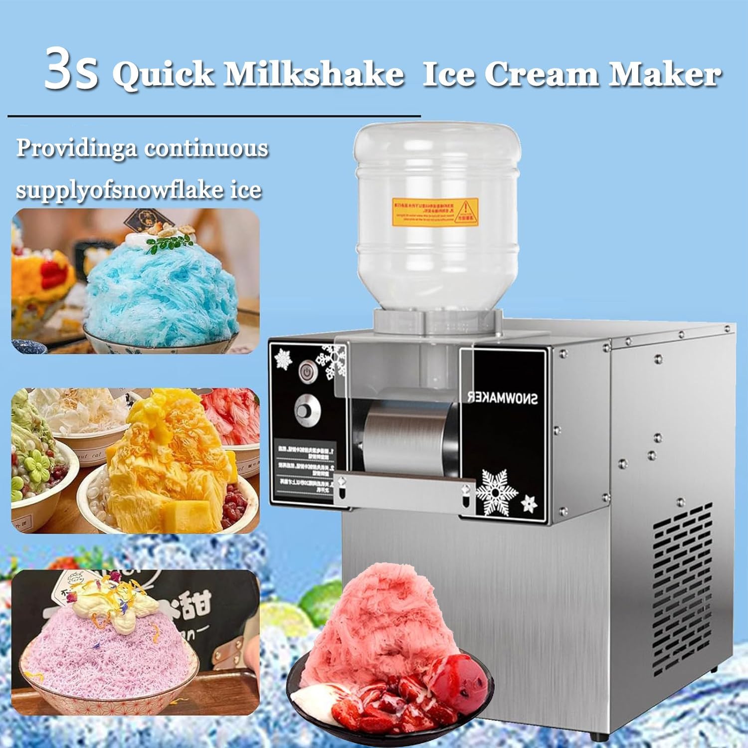 Commercial Korean Kakigori MesinIce Shaver Bingsu Making MachineColor Shaved Ice MachineCone Ice Cream Machine Shaved Ice EquipmentShaved Speed Adjustable Machine