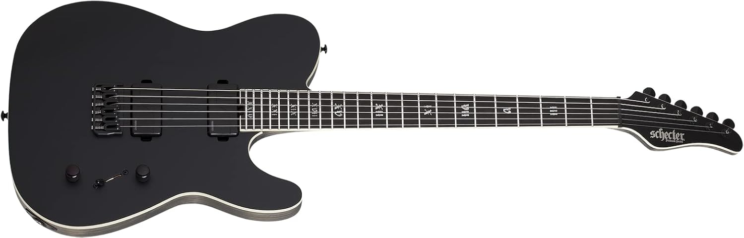 Schecter PT SLS Evil Twin Elite Series Solid Body Electric Guitar Ebony/Satin Black - 1342