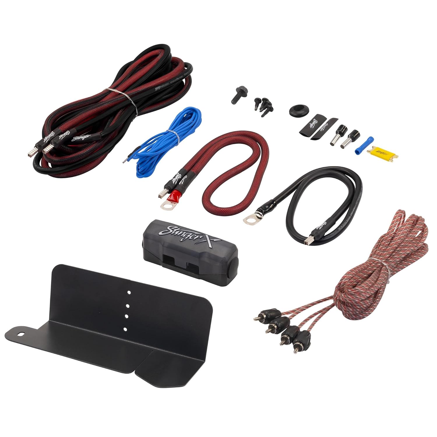 Stinger BRCOAMPBRKTD Amp Bracket - Driver Side with STXKBR8 Underseat Amplifier 8-Gauge Wiring Kit Compatible with Bronco