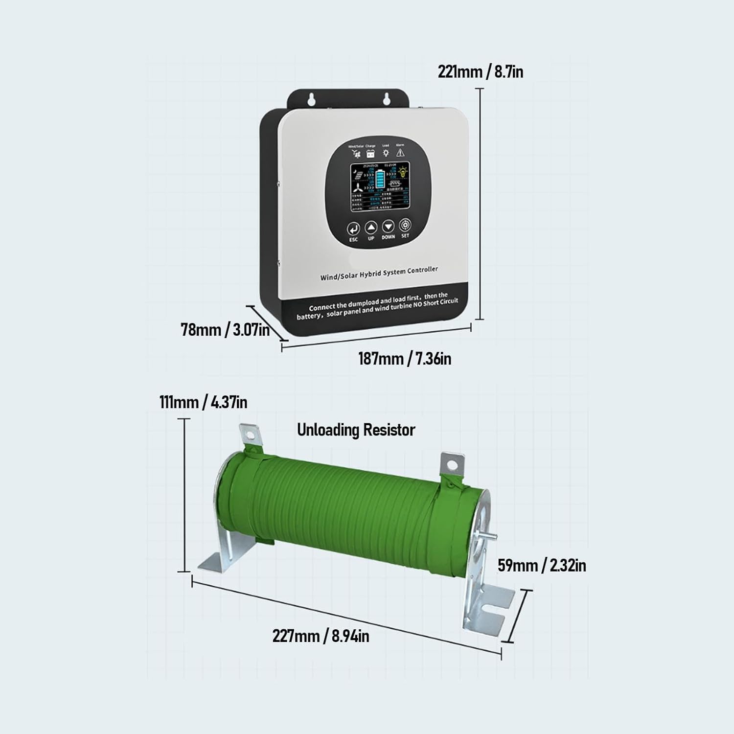 WALFRONT Wind Solar Hybrid Charge Regulator, 1200W Wind , 800W Solar Panel Charging for Home, Boat, Street Lamp, MPPT, Boost Low Speed Charging, Advanced PWM