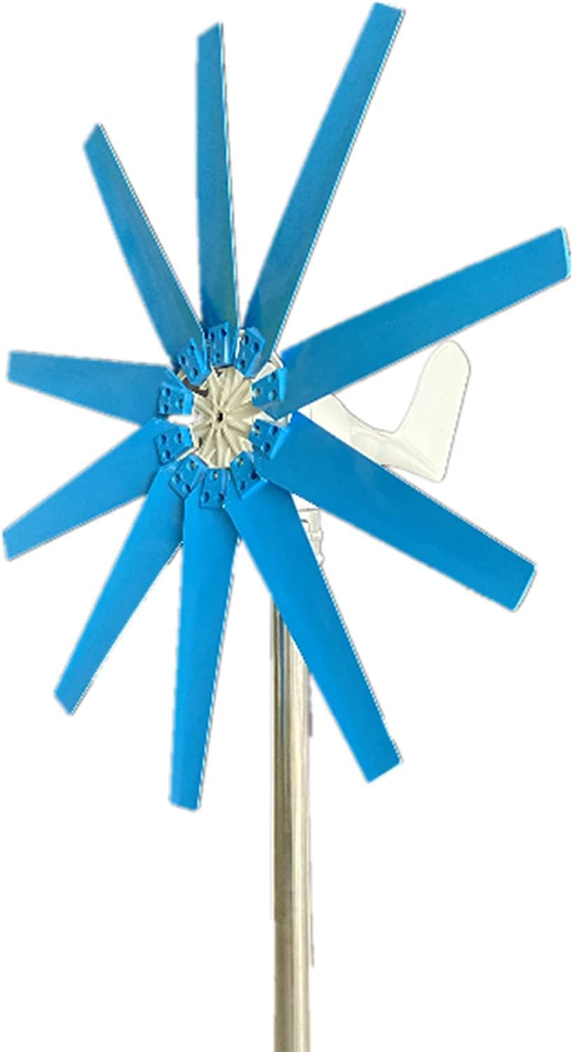 LiuSj JUnSt 8000W Wind Turbines Generator Horizontal Wind Generator,10 Blades with Charge Controller Free Wind Turbine New Energy Generator(Blue),24v