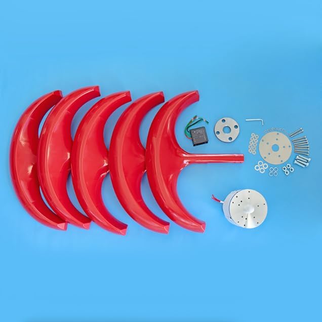 2000W Wind Tubine Generator Set,12V 24V 48V Vertical Free Energy Windmill Wind Turbines with MPPT Wind Controller for Outdoor Lighting in Courtyards (Red)