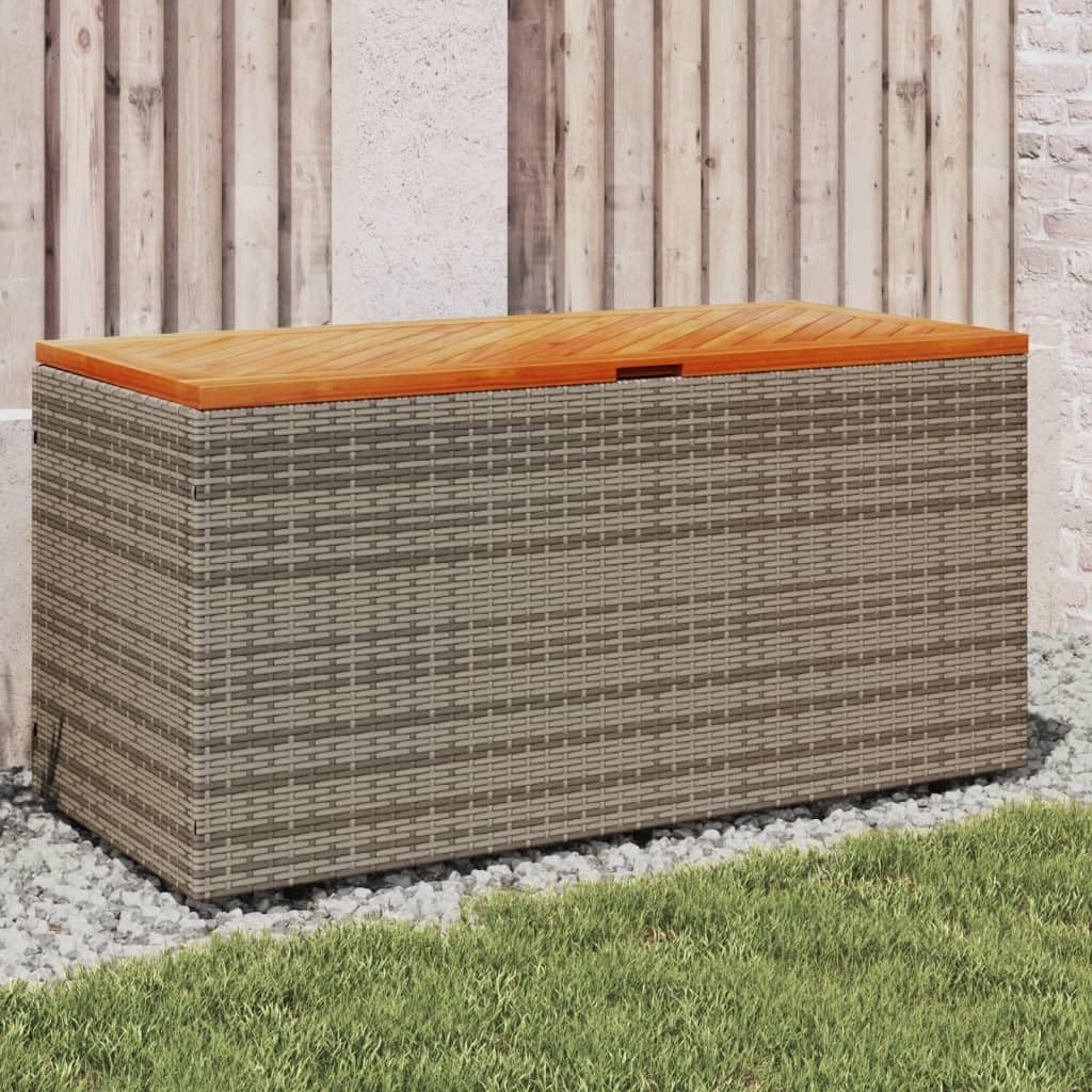 Patio Rattan Deck Box Patio Storage Box Gray 43.3