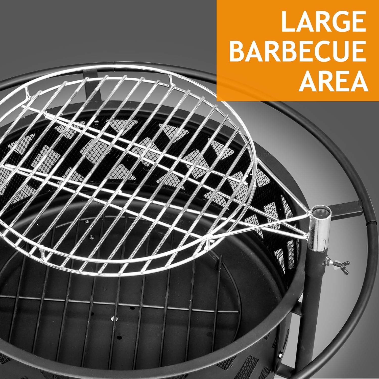 VINGLI Outdoor Fire Pit with Grill, 2 in 1 Wood Burning Fire Pit with Swivel Cooking Grate, Outdoor Fire Pit for Chrismas Backyard Patio Outside Picnic BBQ Party (Black, 30 in)