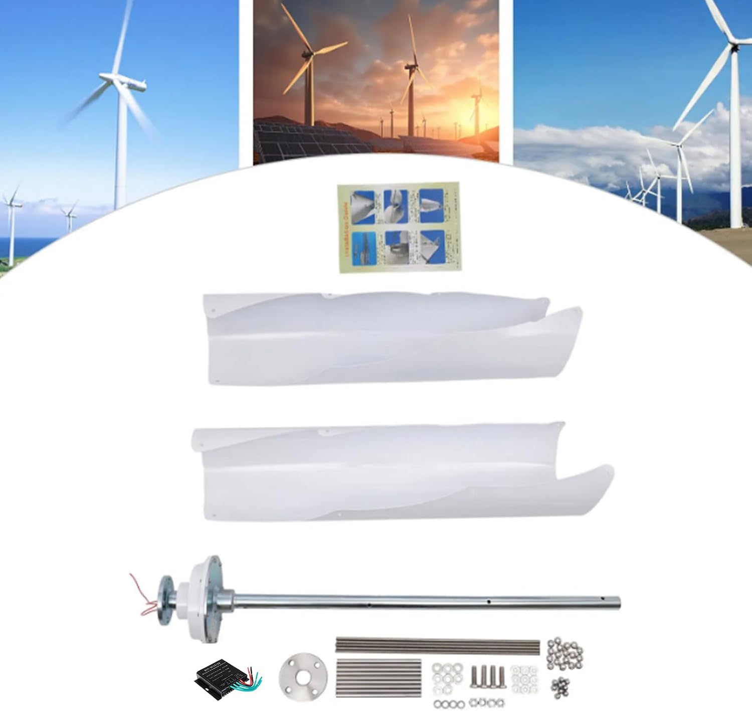 5000W Wind Turbine Generator Kit 12V 24V 48V 220V Vertical Spiral Wind Turbine Low Start Wind Speed Suitable for Emergency Power Generation