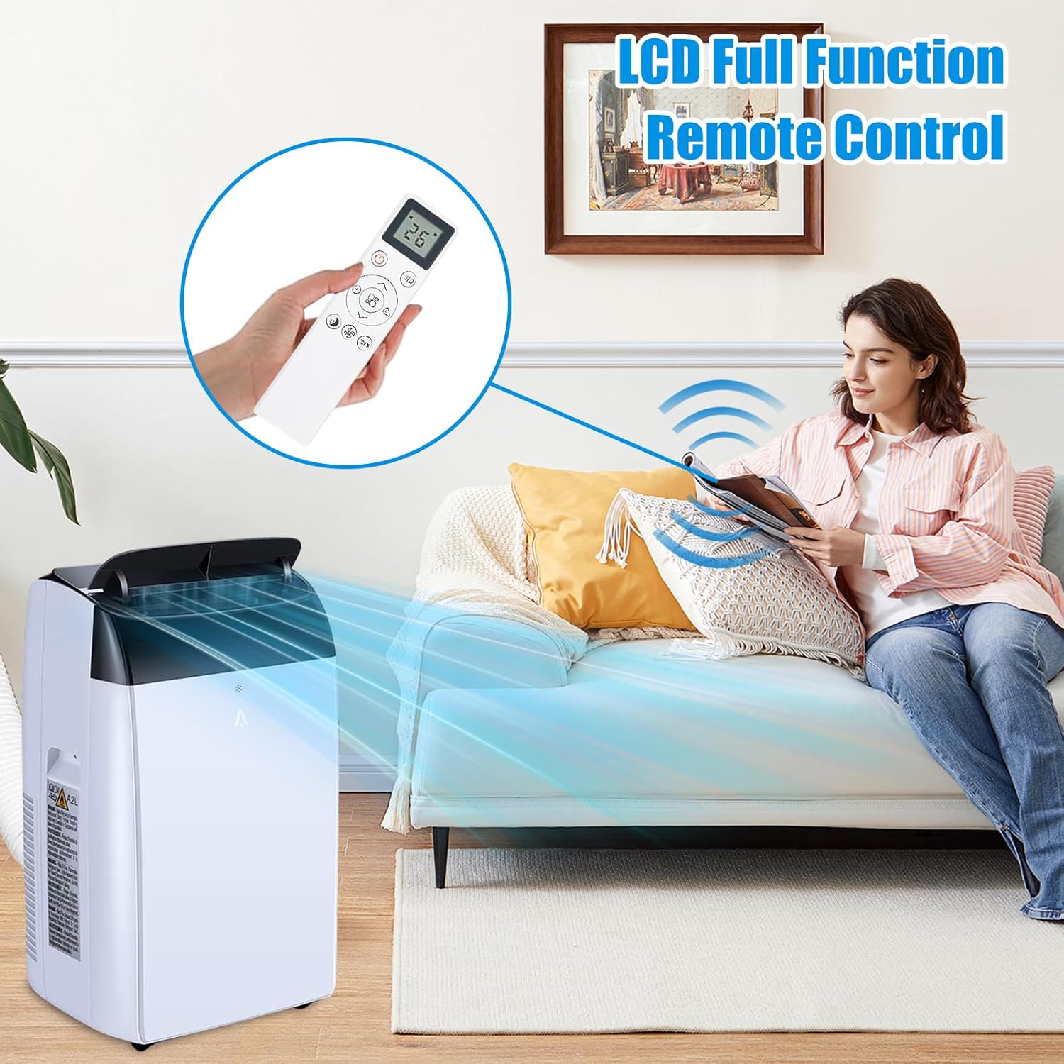 14000 BTU Portable Air Conditioners with Remote Control, 3-in-1 Free Standing Cooling AC Unit with Fan & Dehumidifier, Cools Room up 750 Sq. Ft, 24H Timer, Window Mount Exhaust Kit