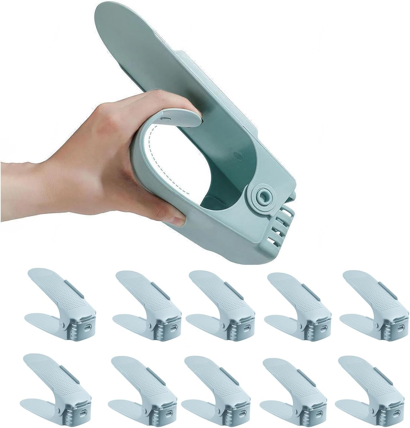 Shoe Stackers for a Pair of Shoes, Adjustable Shoe Slots Organizer, Double Deck Shoe Organizer Space Saver for Freestanding Stacking Shoe Holder,Blue-30