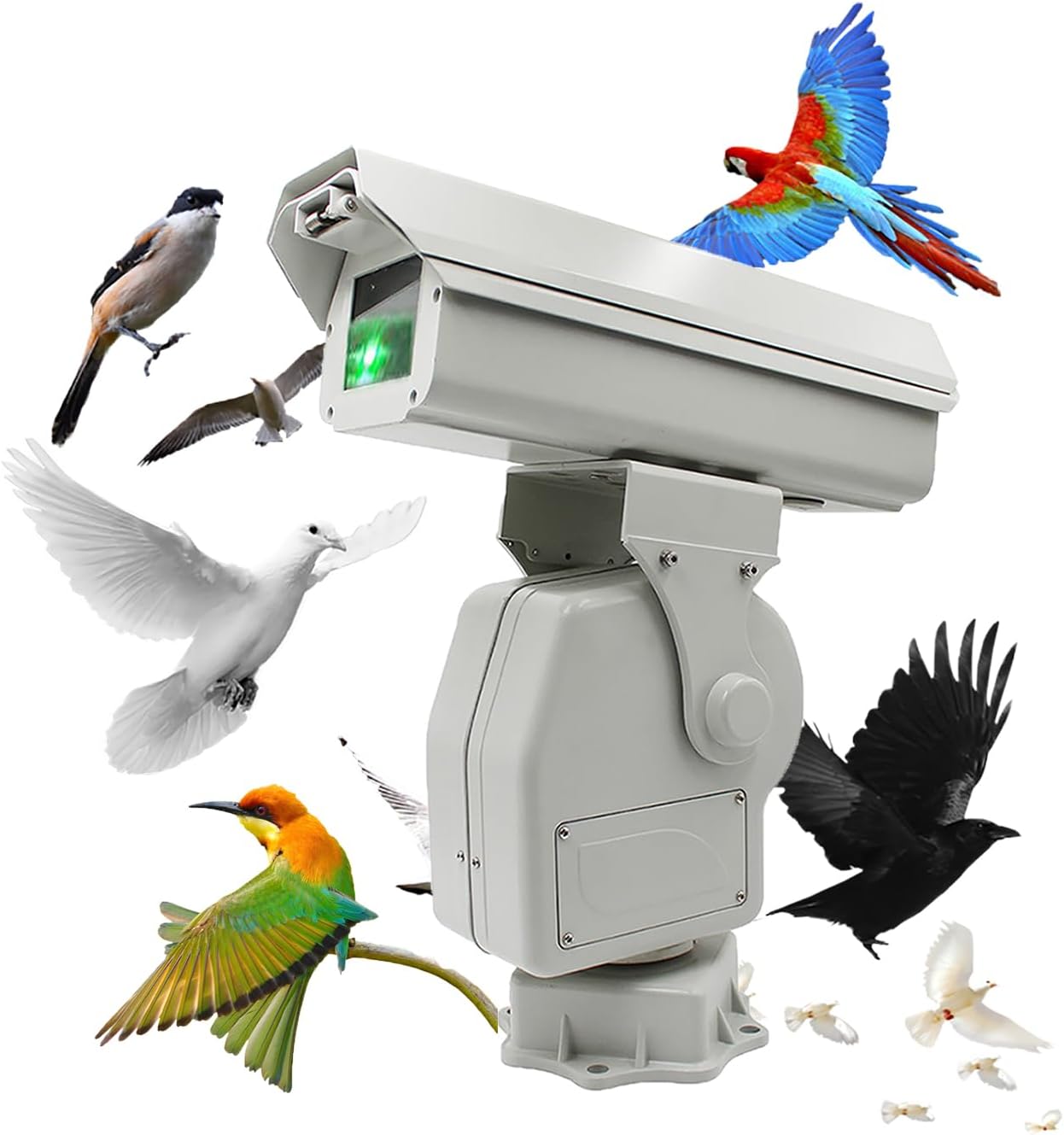 Automatic Bird Hunter, Solar Ultrasonic Bird Scare Device, 360° Rotation, Adjustable Trajectory, with Multi-Time Automatic Cruise B 2W