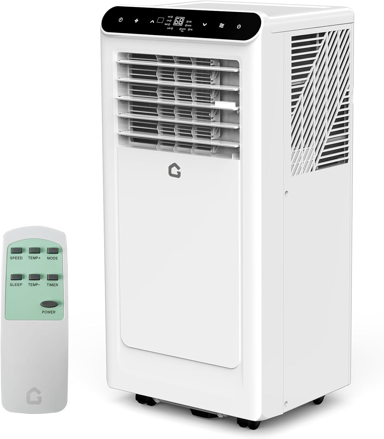 8,000 BTU Portable Air Conditioner, 3-In-1 Ventless Portable Air Conditioner with Dehumidifier, Fan, Room AC Unit Cools Up to 350 Sq.Ft., Auto Swing, 24H Timer, Windows Kit Included, White Top