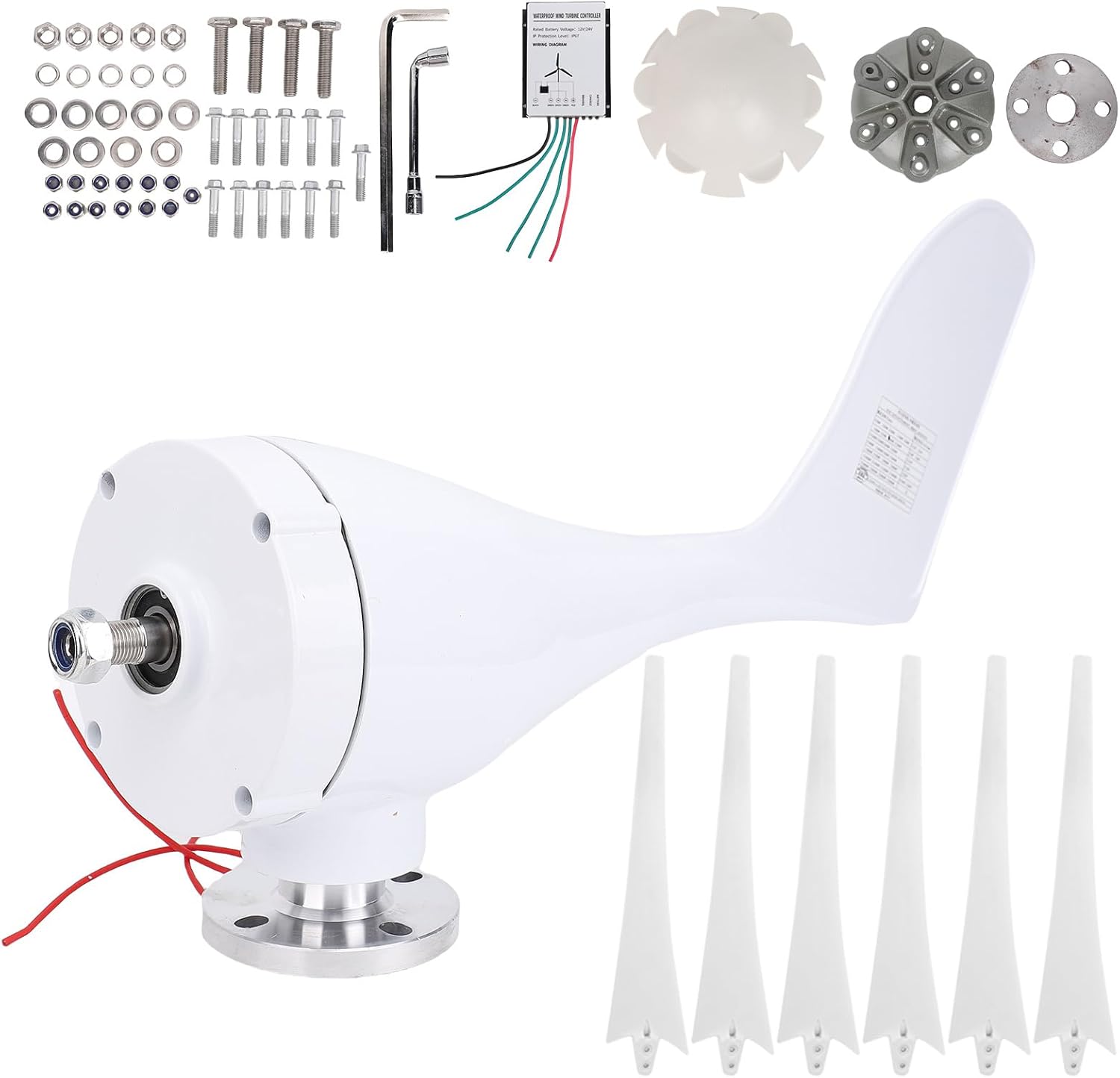 6-Blade Small Wind Turbine Generator 1600W 24V for Solar and Wind Hybrid Power Systems Industrial Grade Professional