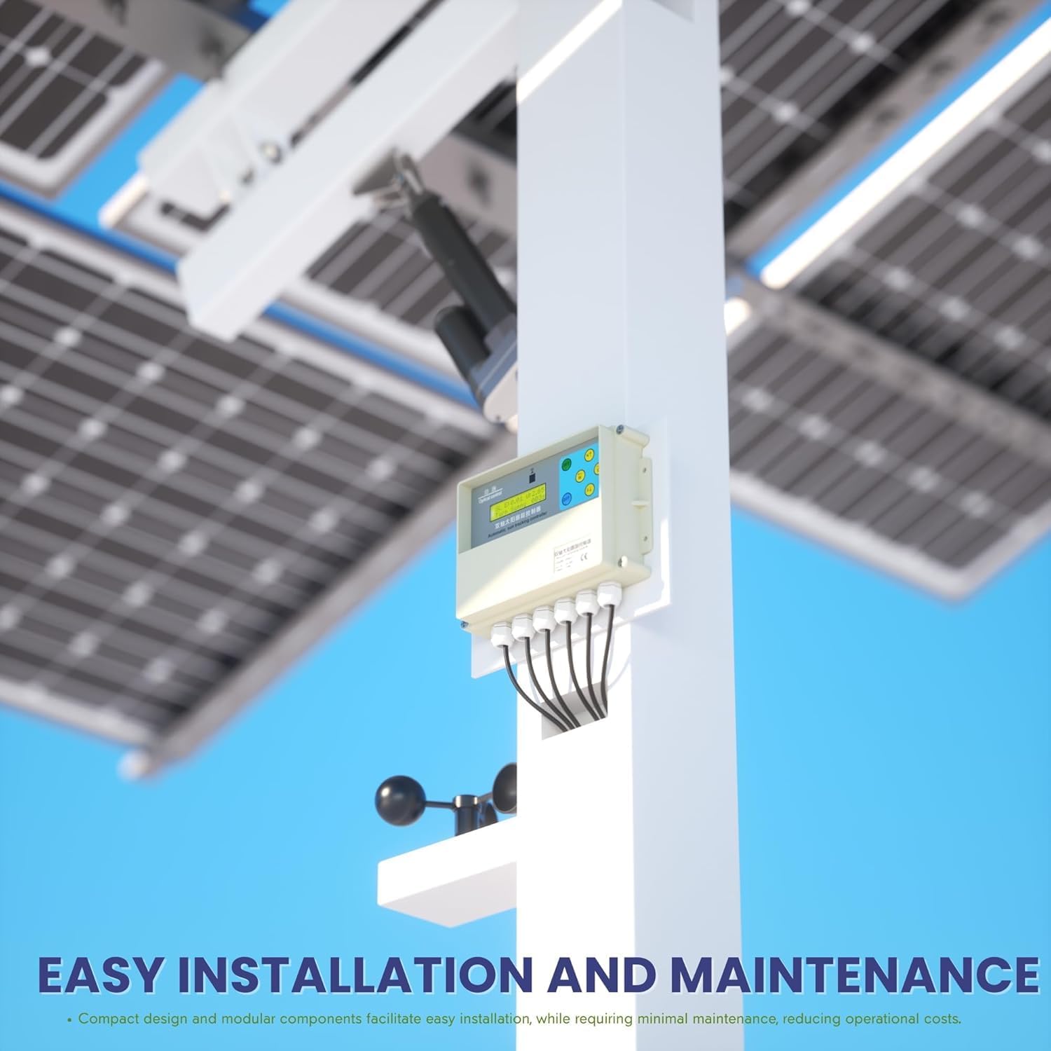 Dual-Axis Solar Tracker Controller Kit – Auto Sun Tracking with LCD, Wind Sensor & Remote – Boost Solar Panel Efficiency for Off-Grid, RV, Farm & DIY Systems