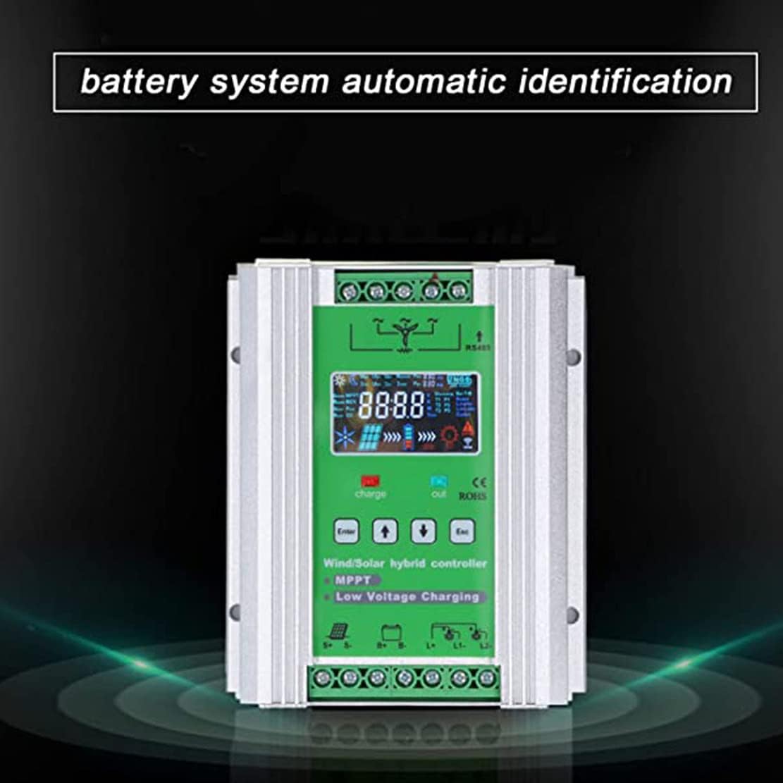 1000W/1200W/1500W MPPT Charge Controller 12V/24V DC MPPT Wind Solar Hybrid Charge Controller, LCD Display Solar Panels Generator Control System,1500W