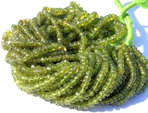 13 inch natural beads strand of 4-5mm faceted rondelle vesuvianite gemstone beads for DIY jewelry - necklace, bracelet, earring, ring.